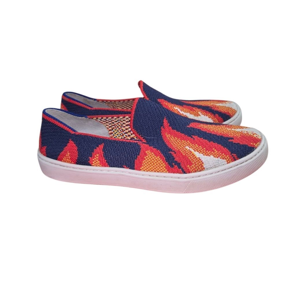 Rothy's The Kid Navy Flame Knit Slip On Sneaker Shoes Little Kid's Size 4 Unisex